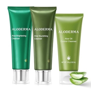 image:imageAloderma Aloe Face Cleanser Set 3 Pieces  Made within 12h of Harvest  Brightening Cleanser Firming Face Wash Oil Controlling Cleanser Farm Fresh Aloe Vera Skincare Set