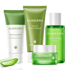 image:imageAloderma Aloe Oil Control Set 4 pcs  Hydrating Moisturizing Soothing  Aloe Clearing Gel Oil Controlling Cleanser Hydrating Cream Hydrating Toner