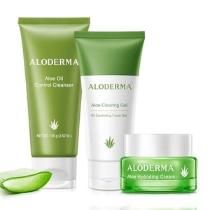 image:imageAloderma Aloe Oil Controlling Set 3 pcs  Hydrating Moisturizing  Aloe Clearing Facial Gel Oil Controlling Cleanser Hydrating Cream  Skin Care set