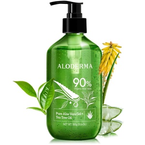 image:imageAloderma Aloe Vera Gel amp Tea Tree Oil for Face Scalp amp After Sun 106 oz  Made with 90 organic aloe harvested in 12 hours Unscented 300g pump bottle great for oily skin body scalp hair shaving1